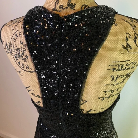 XSCAPE Ombré Sequined Racerback Gown